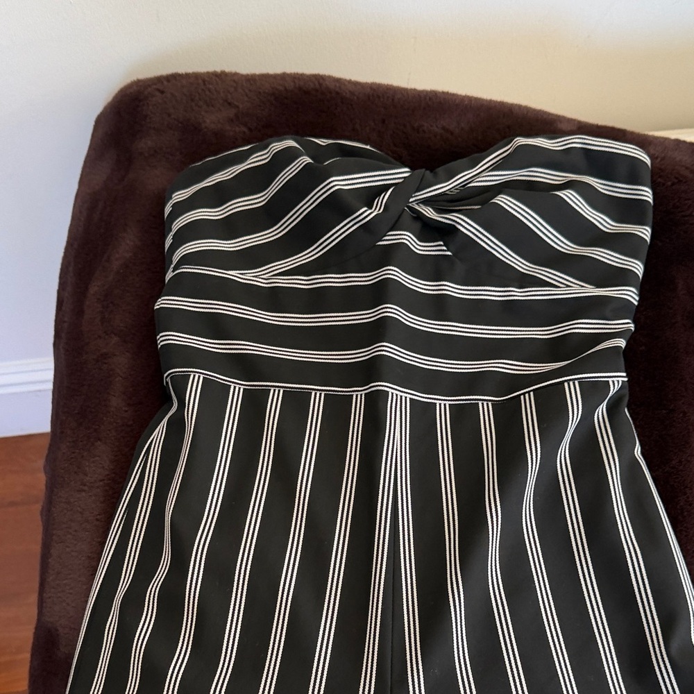 Veronica Beard Black and White Strapless Jumpsuit